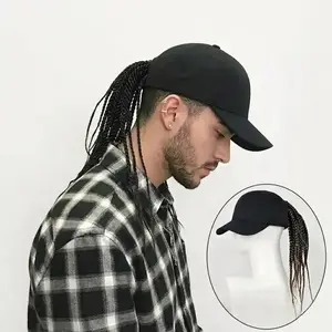 Hip-Hop Punk Baseball Cap with Braided Dreadlock Wig Adjustable Snapback High-Temperature Fiber Black Brown 35.05cm for Motorcycle Style Urban Fashion