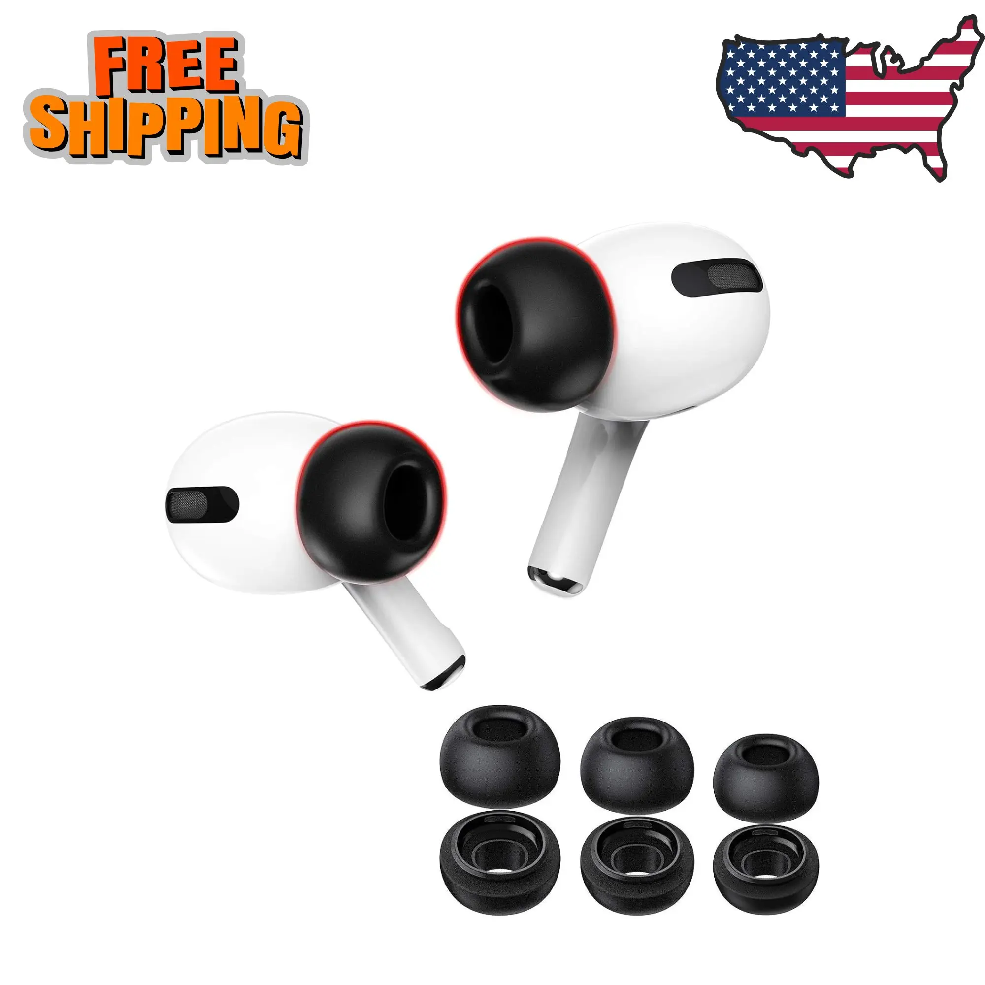 Memory Foam Ear Tips for AirPods Pro 1st & 2nd Gen, 3 Pairs