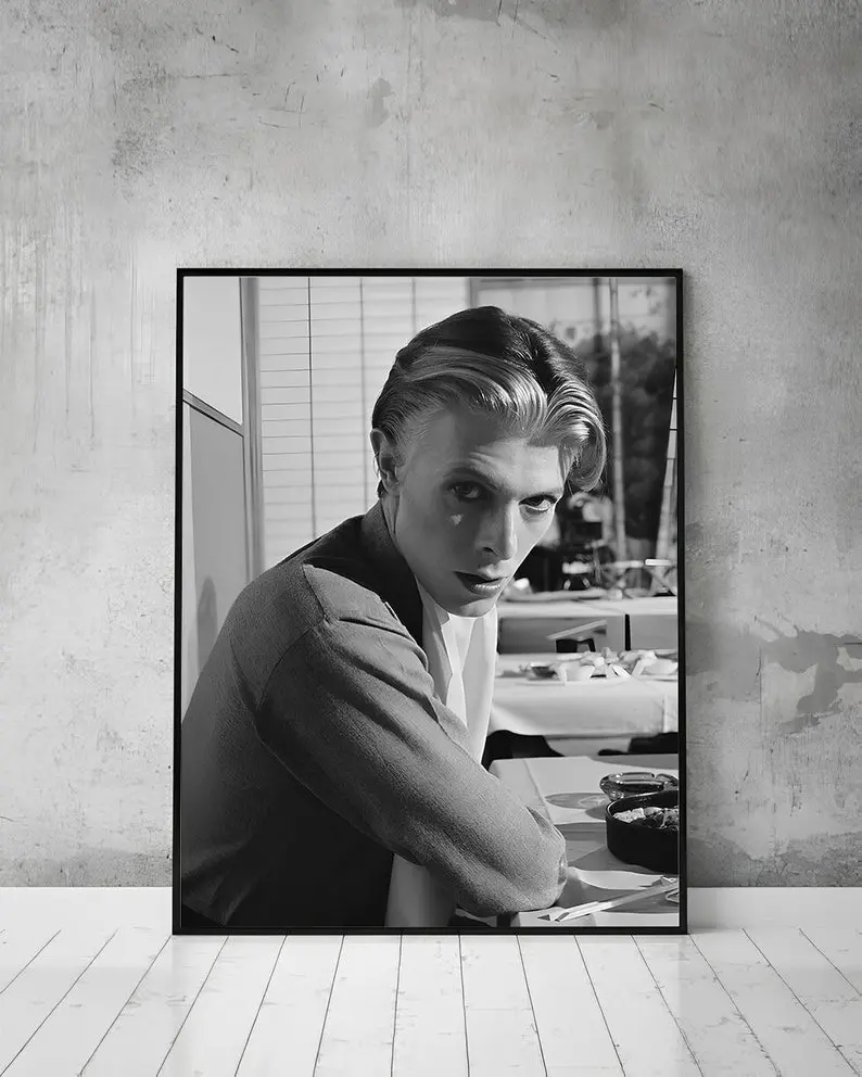 David Bowie Print, Vintage Music Poster, Music Studio Decor, Black and White, David Bowie Poster