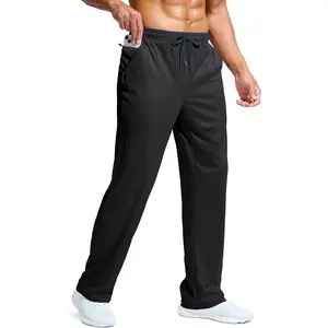 Luxury Premium Men's Wear Pudolla Men's Lightweight Mesh Sweatpants Loose Fit Open Bottom Athletic Workout Gym Pants with Zipper Pockets