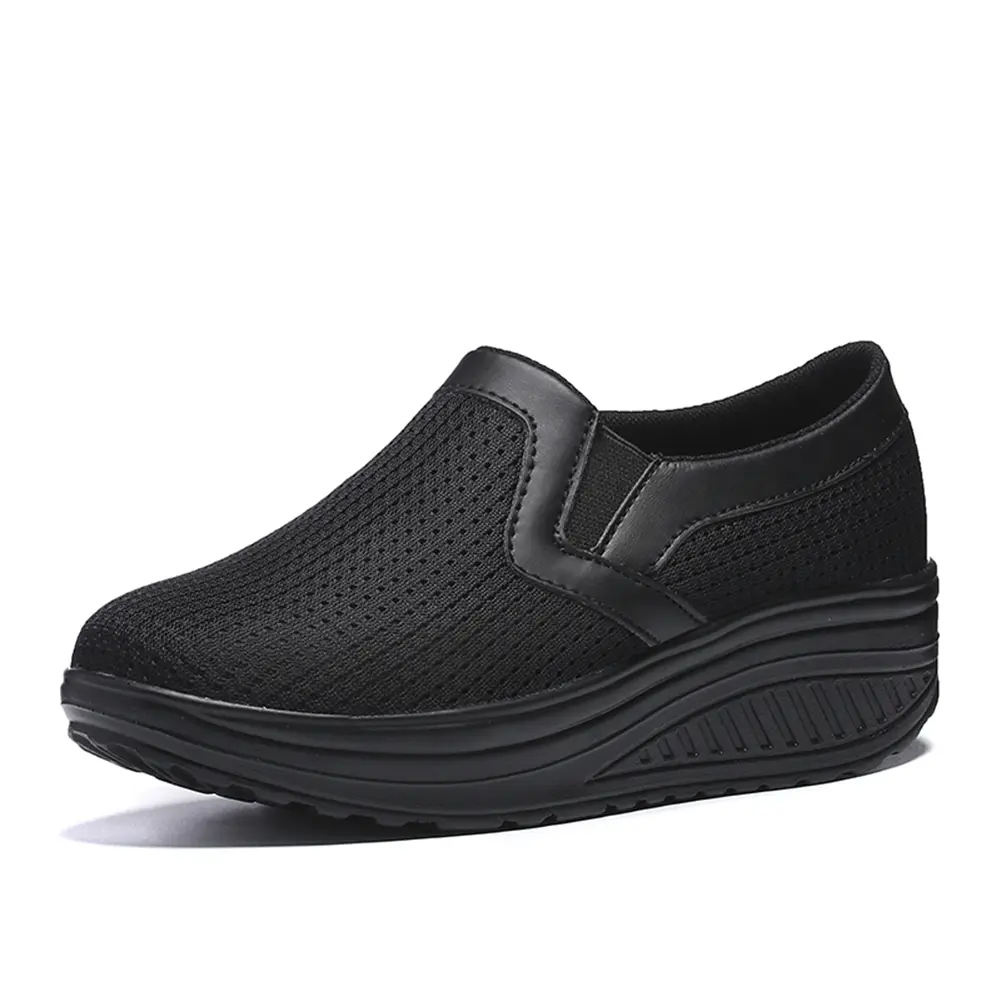 Women Wedge Shoes Breathable Mesh Sneakers Slip On Comfort Walking Shoes