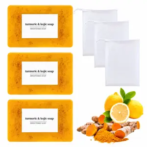 Lemon Turmeric Kojic Handmade Soap Bar, Natural Cleanser for Face, Body and All Skin Types
