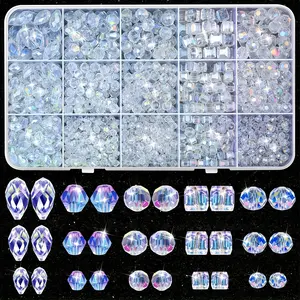 900 PCs AB Crystal Micro Glass Bead Suit, Mixed Size 4-13mm with Storage Box-Perfect for DIY Jewelry, Bracelets and Handicrafts, Fashion Shiny Embellishment