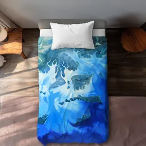 360 stand Twin Extra Long Duvet Cover Set - Bedroom Bedding Set with Microfiber Face, Mergui Islands Satellite View Print, Coastal Style, Washable Covers, Blue Duvet Covers, Comfortable Duvet Covers
