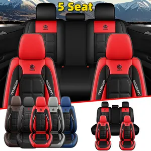 Pad Belt Car Seat Covers - Five-Seat PU Leather Waterproof Wear-Resistant Protective Covers for All Seasons Durable Scratch-Resistant Full Seat Coverage