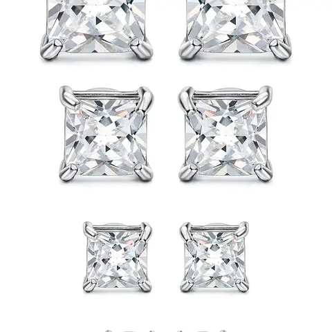 4 Pairs Acupressure Patch Stainless Steel Mens Womens Magnetic Stud Earrings Non-piercing CZ 4-7mm Earrings Set