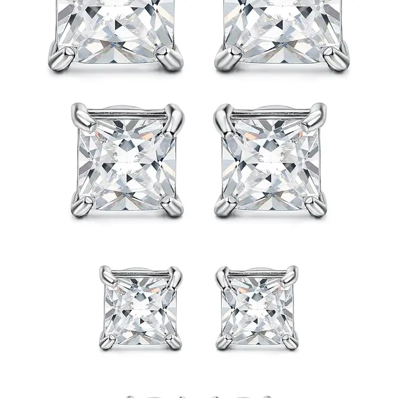 4 Pairs Acupressure Patch Stainless Steel Mens Womens Magnetic Stud Earrings Non-piercing CZ 4-7mm Earrings Set