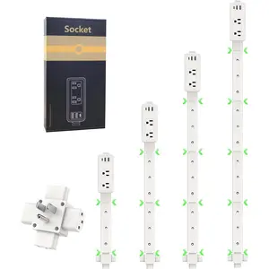 Outlet Extender Stick Adjustable 9"-45", Electrical Wall Power Extension with USB-C, 2 USB-A & 2 AC Outlets, 360? Rotating Plug Extender for Behind Bed, Nightstand, Couch