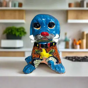 Talavera Dog Statue | Colorful Hand-Painted Mexican Puppy Decor