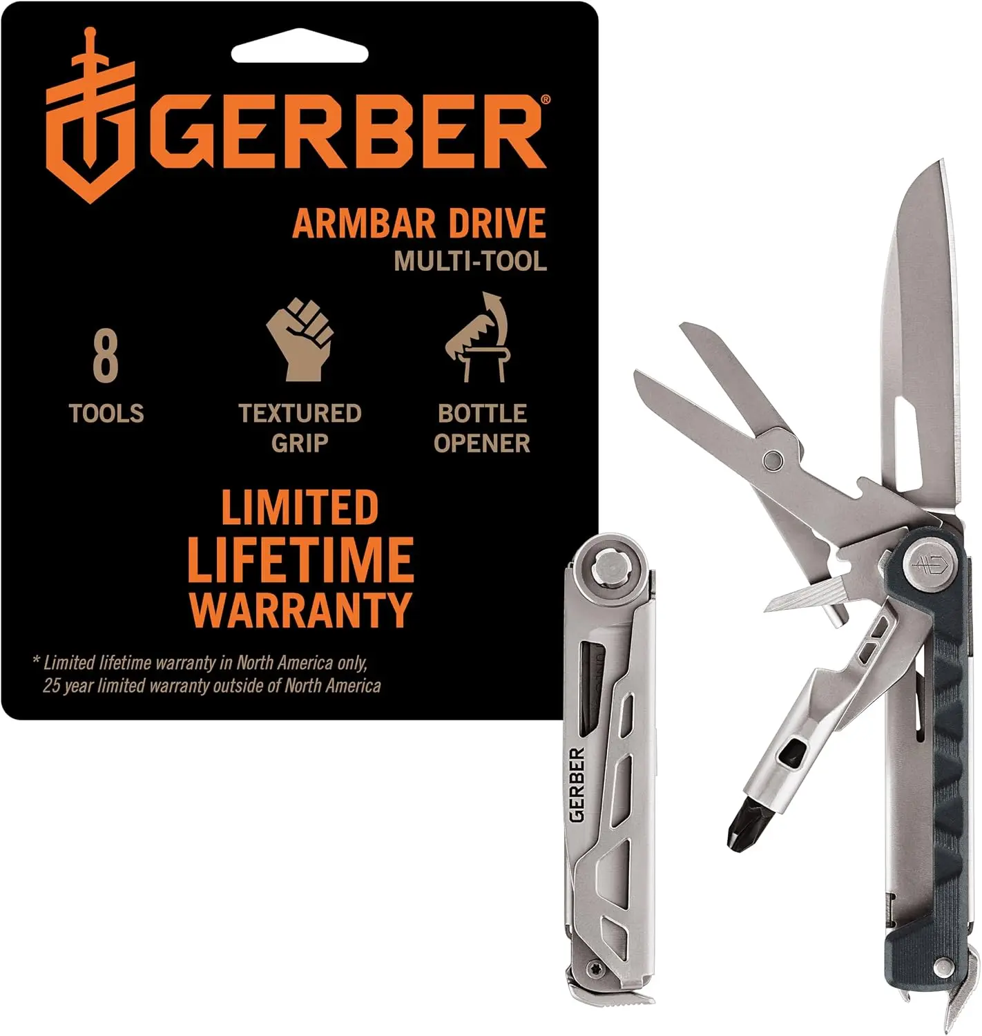 Gerber Gear Armbar Drive 8-in-1 Mini Steel Blade Multitool EDC Pocket Knife, 2.5" Blade, Screwdriver, Urban Blue, Sports & Outdoor Camping Essential for Tool Upgrade, Mini Multi-Tool Multitools, Steel Blade Multitools
