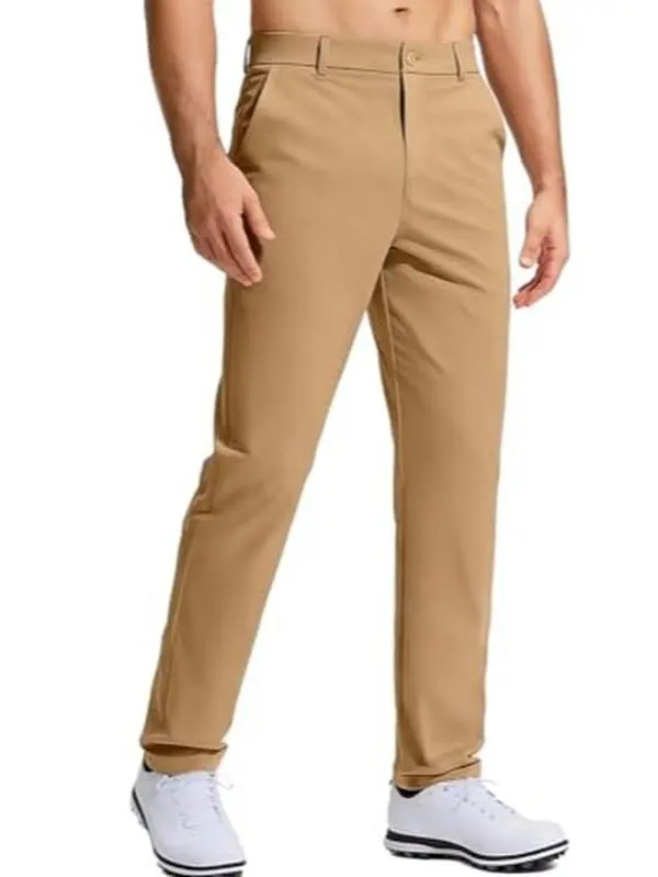 HUNGSON Men's Classic Stretch Straight Plain All-Season Dress Pants - Golf, Belt Loops, No Iron, Expandable Waist, Flat Front, Breathable Lightweight Quick-Dry Fabric, 30in/32in/34in Inseam, Below Ankle, Functional Pockets, Button Fly, for Business Casual