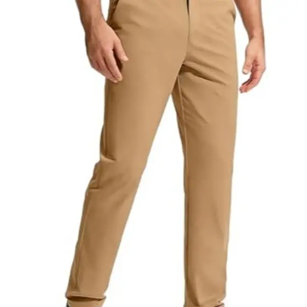 HUNGSON Men's Classic Style 4-Way Stretch 3D-Cut Straight Leg All-Season Dress Pants - Golf-Ready Pockets, Belt Loops, No Iron, Expandable Waist, Flat Front, Breathable Lightweight Quick-Dry Fabric, 30in Inseam, Below Ankle, for Business Casual