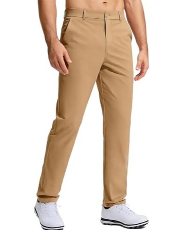 HUNGSON Men's Classic Style 4-Way Stretch 3D-Cut Straight Leg All-Season Dress Pants - Golf-Ready Pockets, Belt Loops, No Iron, Expandable Waist, Flat Front, Breathable Lightweight Quick-Dry Fabric, 30in/32in/34in Inseam, Below Ankle, for Business Casual