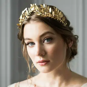 Women's Gold Leaf Greek Goddess Crown Headband, Fashion Hair Accessory HG001