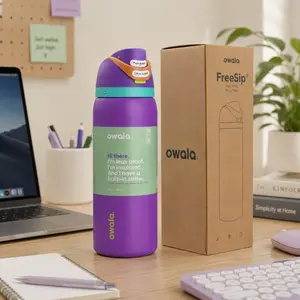 Owala FreeSip 32oz Purple Water Bottle, Leakproof Insulated Stainless Steel Tumbler, BPA Free Sports Bottle, Travel Cup with Straw