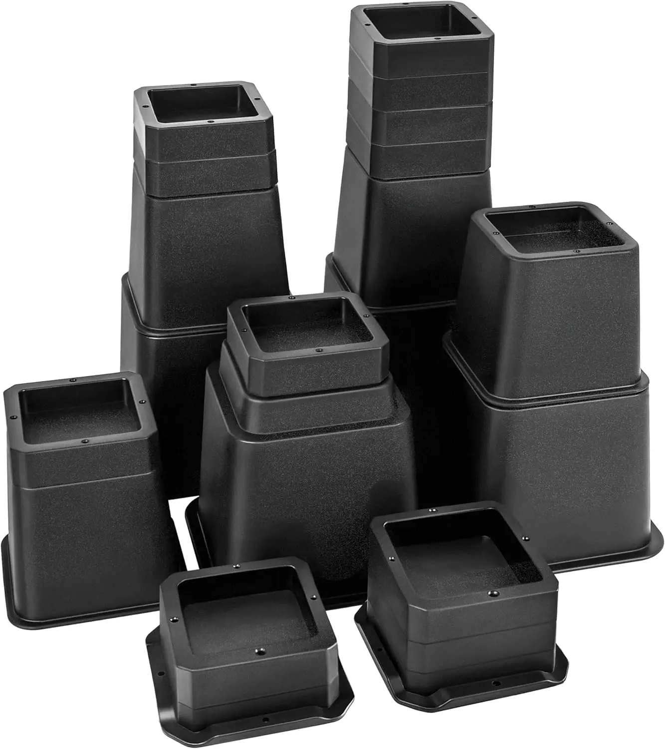 28 count Adjustable Bed Risers 12 Inch Heavy Duty, Furniture Risers Elevation in Heights 1, 2, 3, 4, 5, 6, 7, 8, 9, 10, 11, 12 Inch for Couch, Sofa, Table, Chair, Raisers Support up to 6,000 lbs, Black