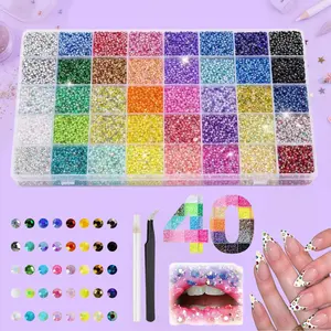 40 Grids Resin Jelly Rhinestones 3mm Multicolor Flatback Craft Gems for DIY Crafts Clothes Shoes Nails Art