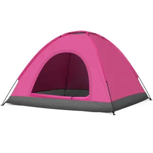 3-4 Person Camping Dome Tent, Pink Tents for Camping