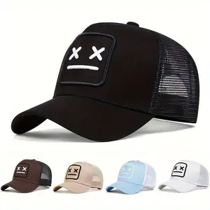 1pc Men's XX Expression Mesh Trucker Cap - Adjustable, Sun Protection - Breathable Mesh Fabric - For Outdoor Sports, Casual Wear, Spring/Fall, Travel & Beach Vacation - Perfect Gift for Men