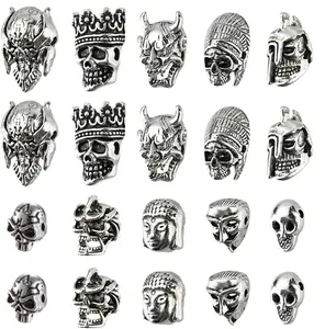 20 count 10 Styles Tibetan Style Alloy Skull Beads - 10 Skull, 4 Devil, 2 Buddha Charms for Halloween Gothic Punk  Making
