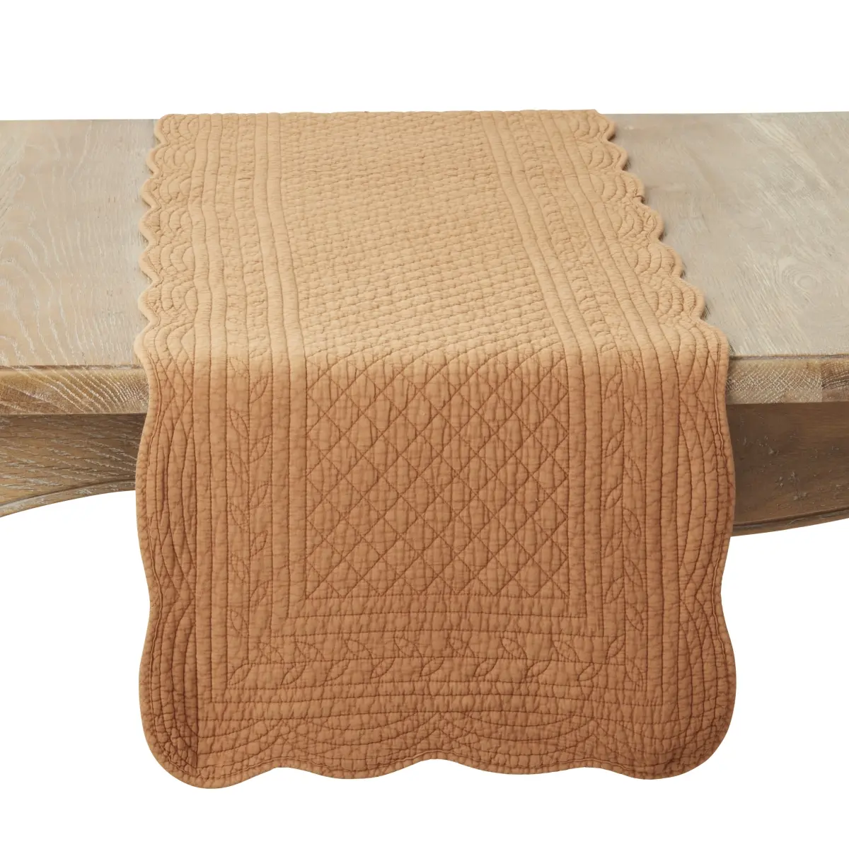 Saro Lifestyle 1400.TC1672B Quilted Oblong Cotton Table Runner, 16" x 72", Terracotta, Machine Washable