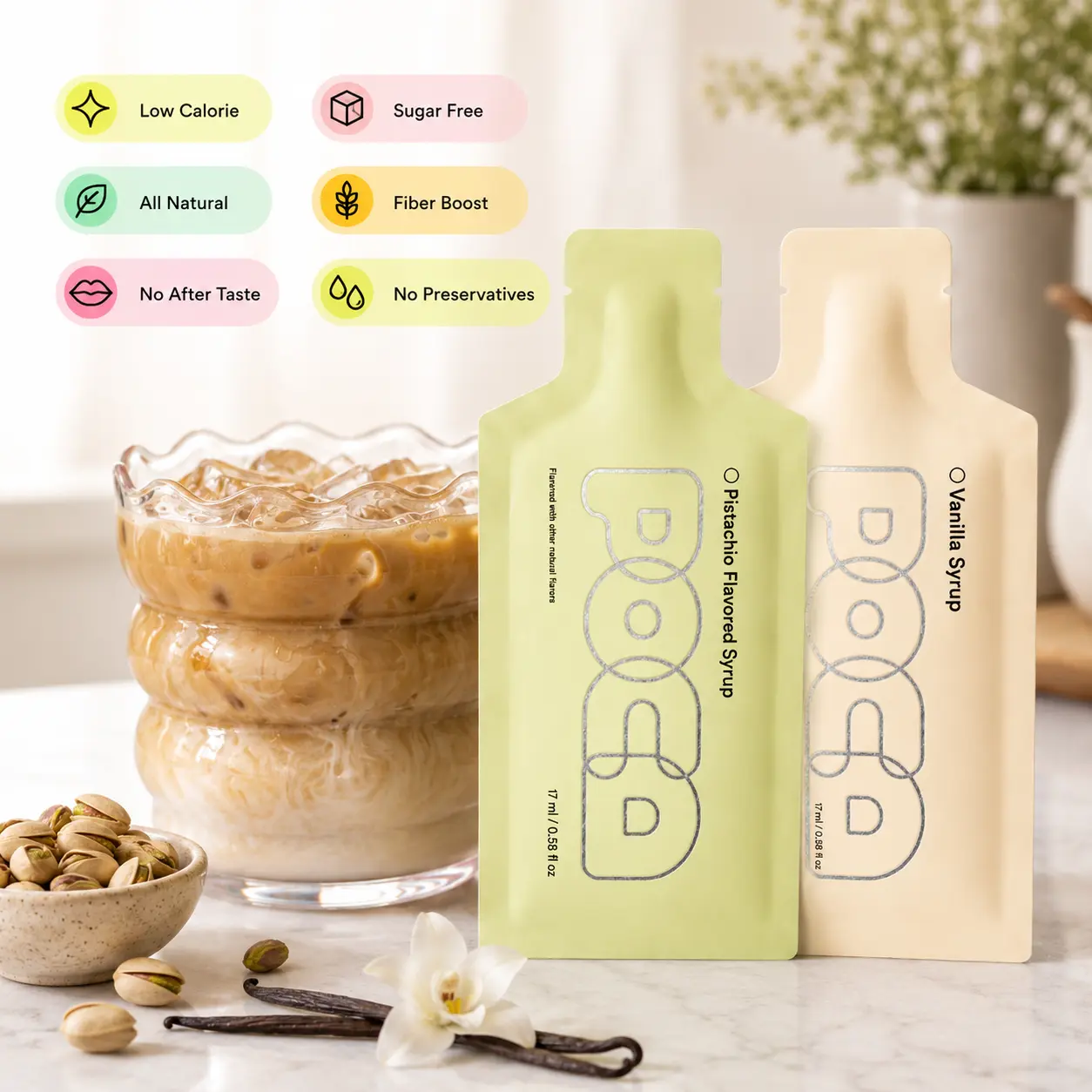 POCA Pistachio + Vanilla Duo Syrup (Bundle) POCA Pistachio & Vanilla Syrup Bundle -  0g Sugar Plant-Based | 3g Fiber | No Sugar Alcohols | GLP-1 Friendly | 2-Pack