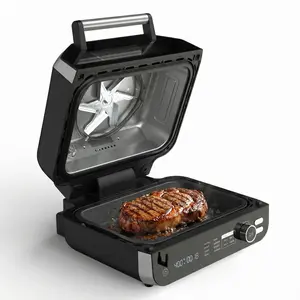 8-in-1 Grill & Air Fryer Combo, Intense Searing Heat, Precision Temperature Control, Compact Countertop Design for Steak, Crispy Chicken & Seafood, Perfect for Indoor & Outdoor Use