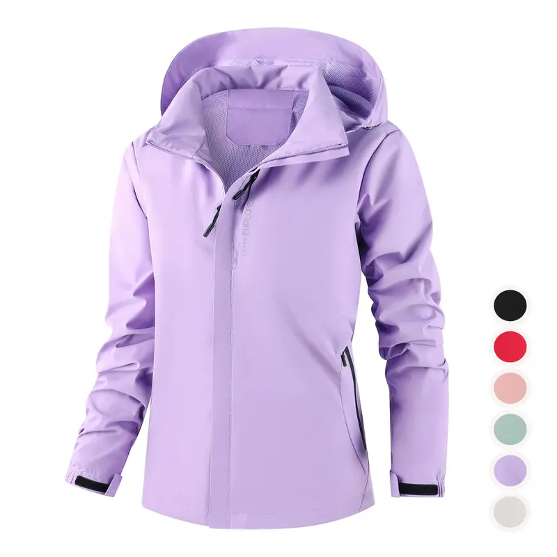 Women’s Hooded Hardshell Rain Jacket - Long Sleeve Mid-Length Weather Resistant Casual Windproof Waterproof Spring/Autumn Outdoor Hiking Commuting Coat (Women’s Jackets)