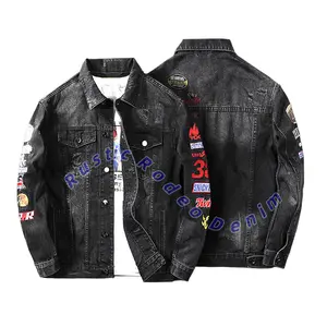 2025 Fashion Embroidery men's denim jacket ripped classic vintage slim cut ripped fashion embroidery trucker jeans jacket Casual Tops Long Sleeve Menswear spring outfits men western clothing Coats Gamis jackets jacket western clothing