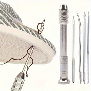 1set Leather Sewing Awl Set Replaceable Multifunctional Shoes Repair Tool Kit Punch Stitching Needles DIY Sewing Leathercraft, Sewing Kit for Children, Utility Tool Sewing Supplies Crafts