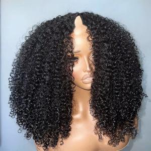 SUKI ORIGINAL Afro Kinky Curly V Part No Leave Out Human Hair Wig 250% Density Brazilian Human Hair Wigs For Black Women Adjustable Clips Ready-to-Wear summerwins