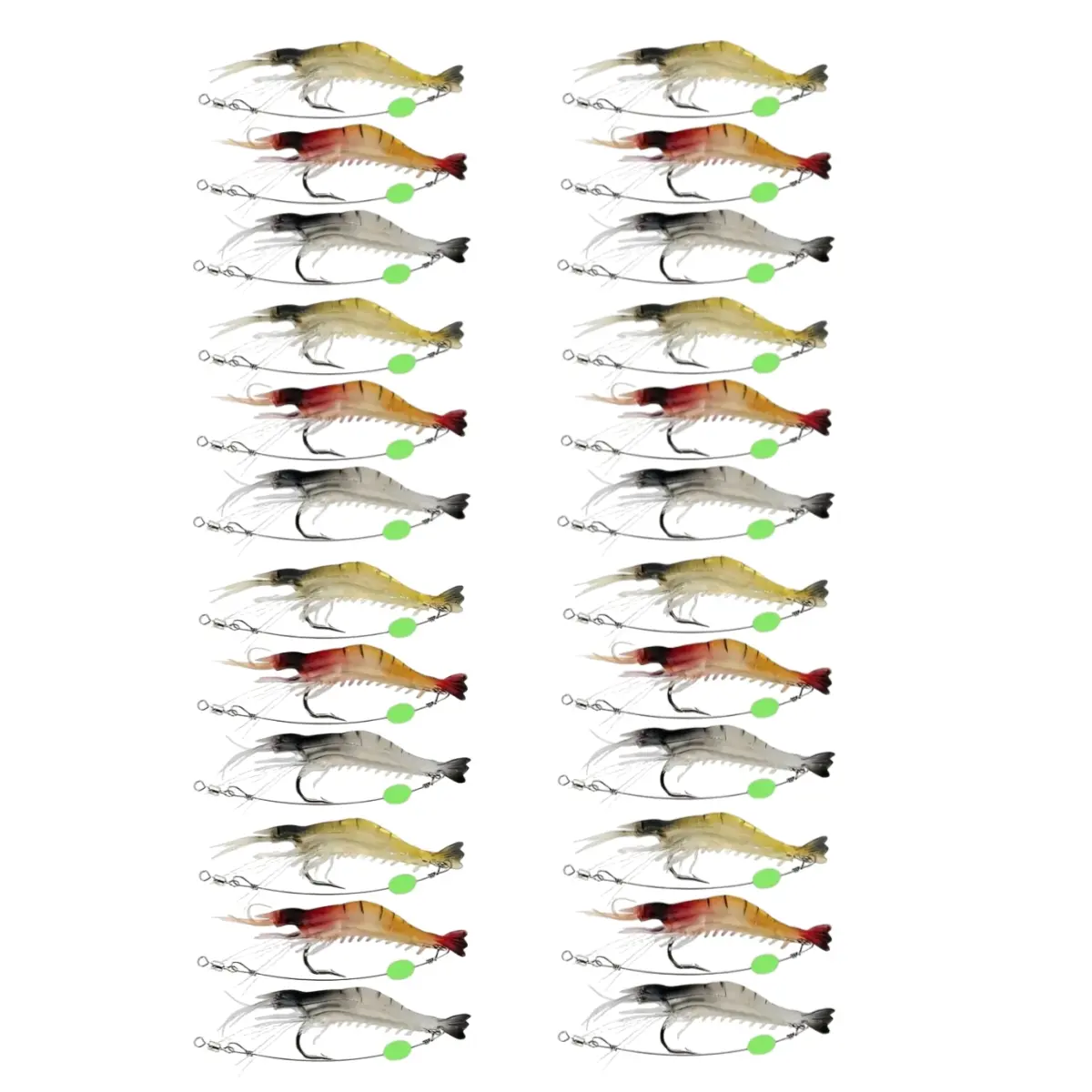24 Pcs Luminous Shrimp Bait,Soft Fishing Saltwater Lures with Sharp Hooks for Freshwater Saltwater Trout Bass Salmon Crappie Walleye Pike Perch,Halloween Christmas Party Gifts,Hand Tools Kits