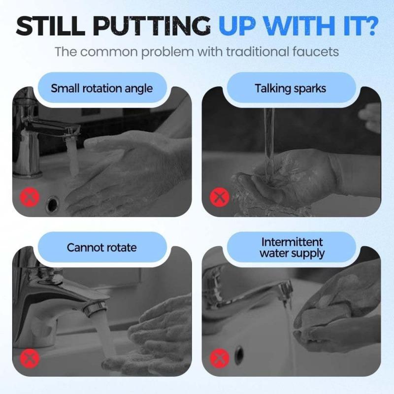 2PACK Rotatable Faucet Aerator Extension, New Universal Sink Faucet 1440° Rotatable Faucet Aerator Extension, U Shaped Faucet Extender, 360° Rotating Faucet Extender for Bathroom Sink/Kitchen