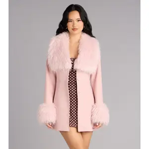 Cold Girl Couture Faux Fur Suede Trench Coat