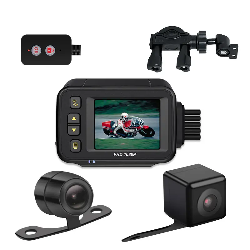 Motorcycle Dual-Lens Front and Rear Dash Cam - Full Body Waterproof, High-Definition Imaging, Wide Angle Lens, Compact Low-Power Consumption Device for Daily Commuting, Riding Safety, Compatible with Scooters