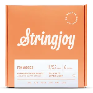 Stringjoy 11-52 Super Light Gauge Foxwoods - Coated Phosphor Bronze Acoustic Guitar Strings