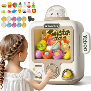 Kids Vending Machine Toy - Mini Unicorn & Bear Gacha Capsule Dispenser with 10 Surprise Balls & 14 DIY Erasers, Interactive Pretend Play Gift for Boys & Girls Ages 3-12