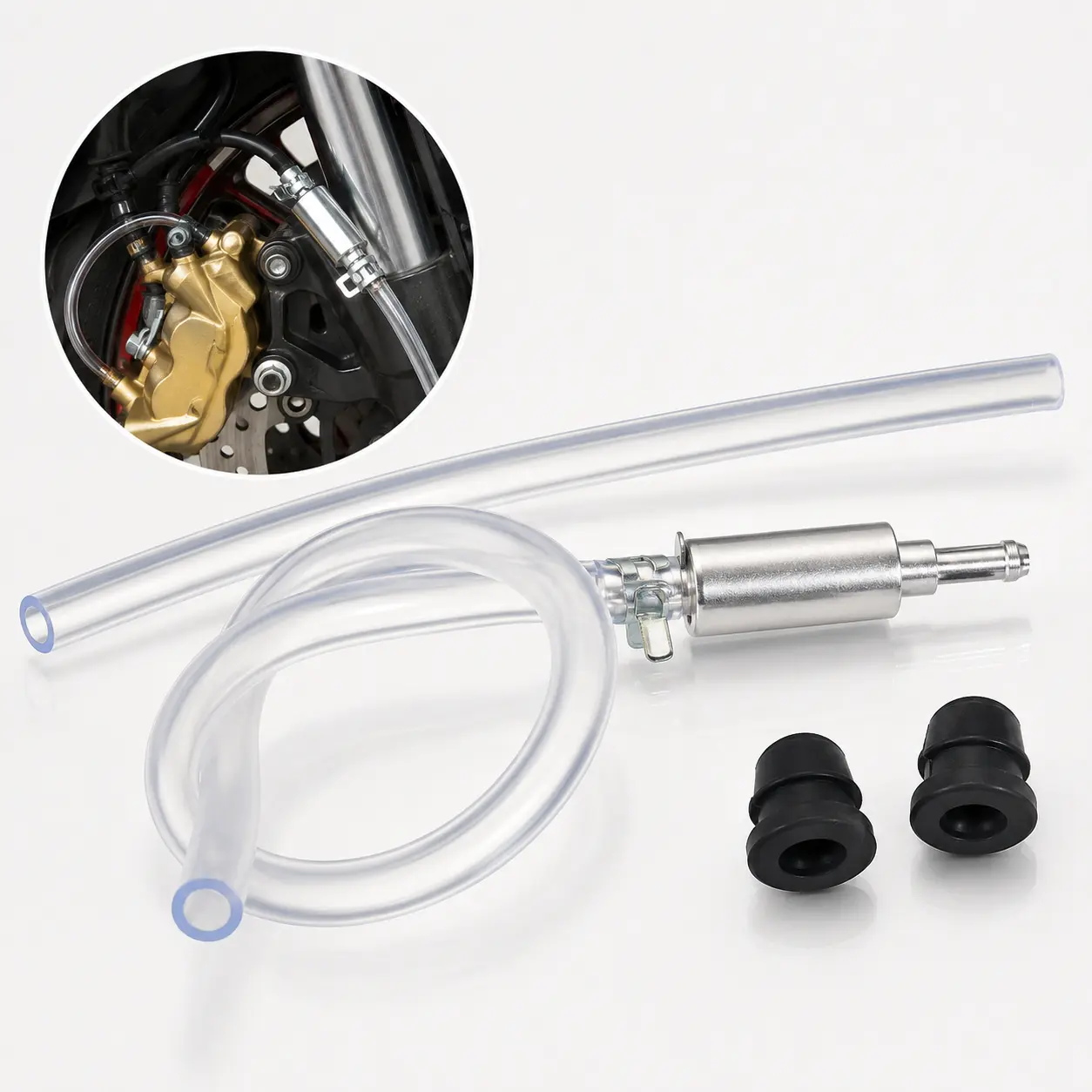 1-Way Brake Bleeder Hose with Check Valve Kit Set - Hydraulic System Bleeding, Clutch Fluid Replacement - Automotive Cables & Tubes Parts Accessory for Cars/Motorcycles