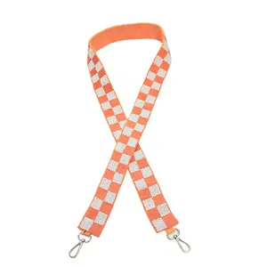Orange & White Checkered Beaded Purse Strap College Game Day Clear Handbag Strap
