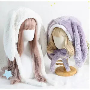 JapaneseSweetLoppyBunnyEaredRabbitCapLolitaEarmuffsCapFluffyWarmWinterFleeceHats