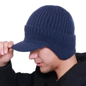 Men's and Women's Warm Ear Protection Hat with Earmuffs for Winter Sun Shading Knitted Thick Plush Lining Ski Hat One Size Acrylic Blend