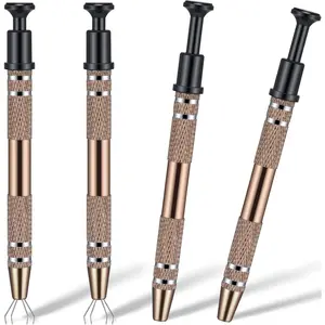 4 Pcs 4 Claw Pearl Grabber Jeweler's Pick up Tool 4 Prongs Stainless Steel Piercing Ball Grabber for Small Parts Diamond Ic Chip Electronic Components Nail Clamping Gem(Brown)