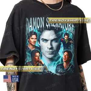Vampire Diaries Shirt: Damon Salvatore Retro Style - (Unisex S4XL)