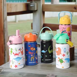 1pc Stainless Steel Insulated Water Bottle | 340ml/12oz, Cute 3D Cartoon Animal Design, Double-Wall Vacuum Insulation, BPA-Free, with Straw & Cleaning Brush