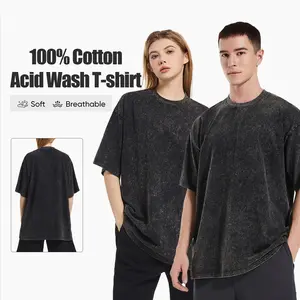 Unisex short-sleeved crewneck T-shirt Acid Wash Cotton Basic Womenswear Shortsleeve Tshirt