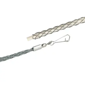 2pcs 9-12mm/12-15mm Cable Pulling Socks Grips Galvanizing Steel Cable Sock Kit Antislip Flexible Eye Mesh Rope Pipe Cable Wire Pulling Grips Lassos