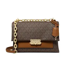 Michael Kors Cece Monogram Lock Retro Commuter Crossbody Bag in Brown for Women