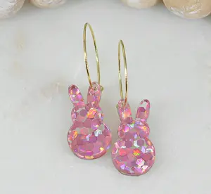 Brandedheartjewelry Dangle Earrings in glitter acrylic, Holographic Earrings, Acrylic Dangles, Easter jewelry