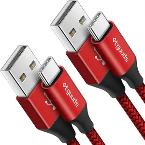 USB A to USB C Cable 6.6ft, 2-Pack, 3A Fast Charging Type C Charger Cord for iPhone 17 16 15 Pro Max 16e 17 Air, Samsung Galaxy S25 S24 S23 S22 S21 S20 A17 A16 A56 A55 Flip Fold, Red