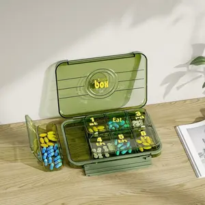 【Summer Vibes】Transparent 7-Grid 7-Day Healthcare Pill Organizer, Large-Capacity Portable Pill Case with Daily Reminder, Home & Kitchen Storage Box